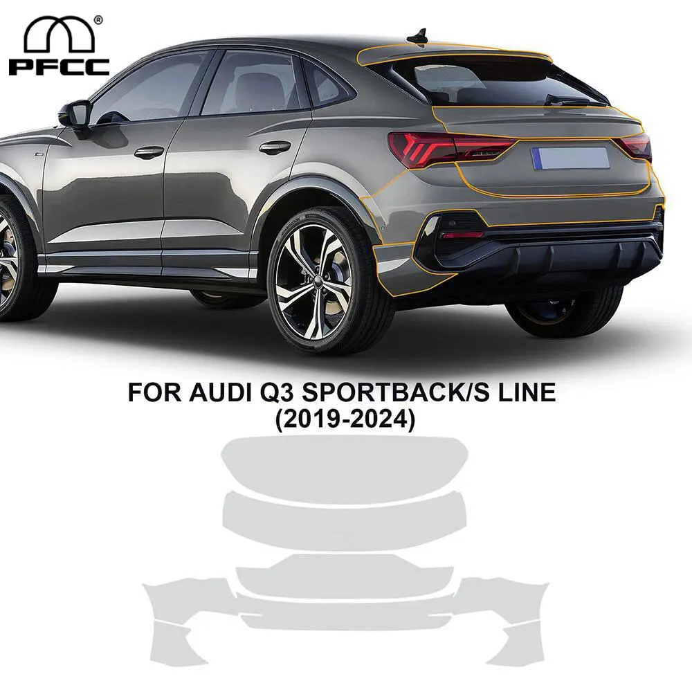 

Custom For Audi Q3 Sportback 2019-2024 Rear Bumper Precut Paint Protection Film PPF TPU Anti-scratch Exterior Transparent Kit