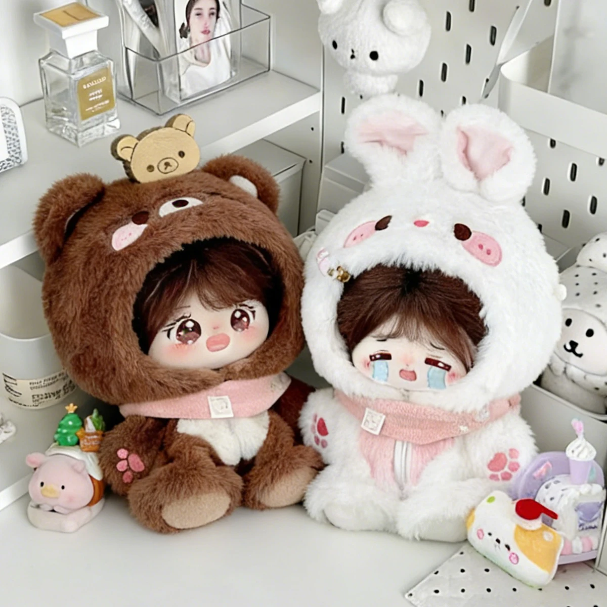 Vestiti per Bambole da 20cm, Tuta in Peluche a Forma di Volpe o Coniglio, Abiti per Bambole Sunny Day, Solo Vestiti Senza Bambole