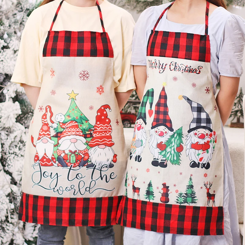 New Year Gnome Christmas Apron Christmas Decorations for Home Cristmas Kitchen Gloves Mat Apron Accessories Natal Navidad