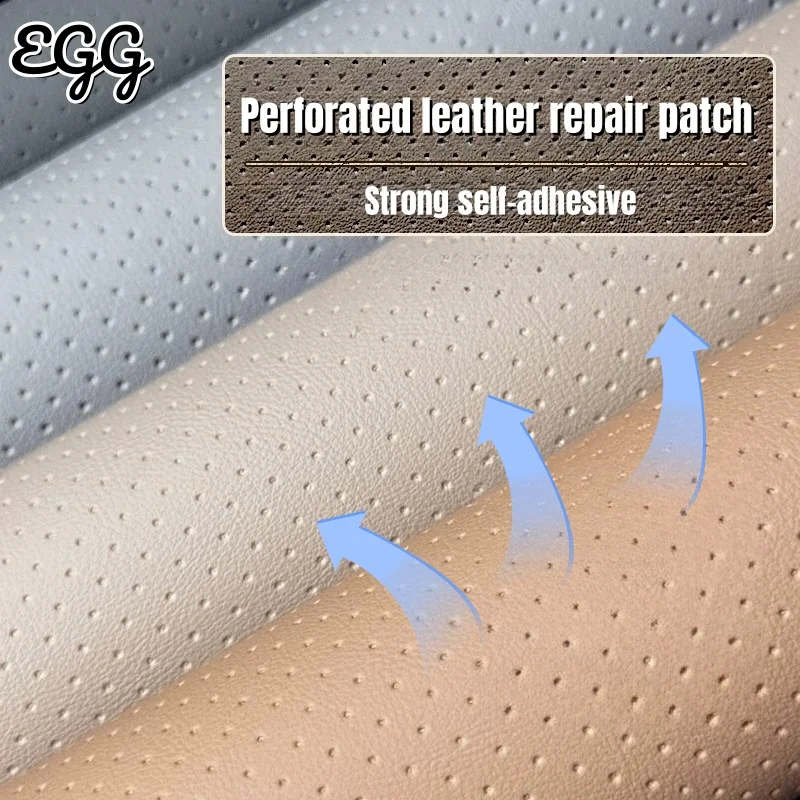 

Repair Patch Breathable Perforated Synthetic Leather Tape with Adhesive Backing for Sofa Car Seat Wallets Cuttable Renovation