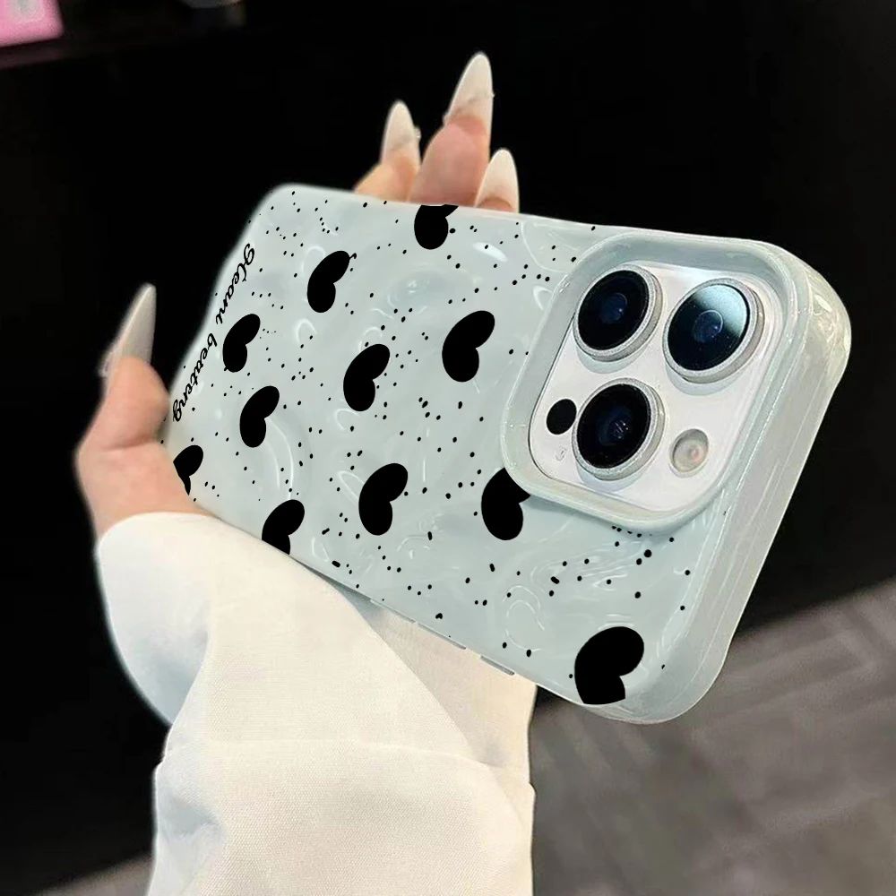 Koreanisches Polka-Dots-INS-Muster Handyhülle für iPhone 17 16 15 14 13 12 11 Pro Max 14 Plus 17Air Falten-Wellen-Soft-Silikon-Cover – Detail 1
