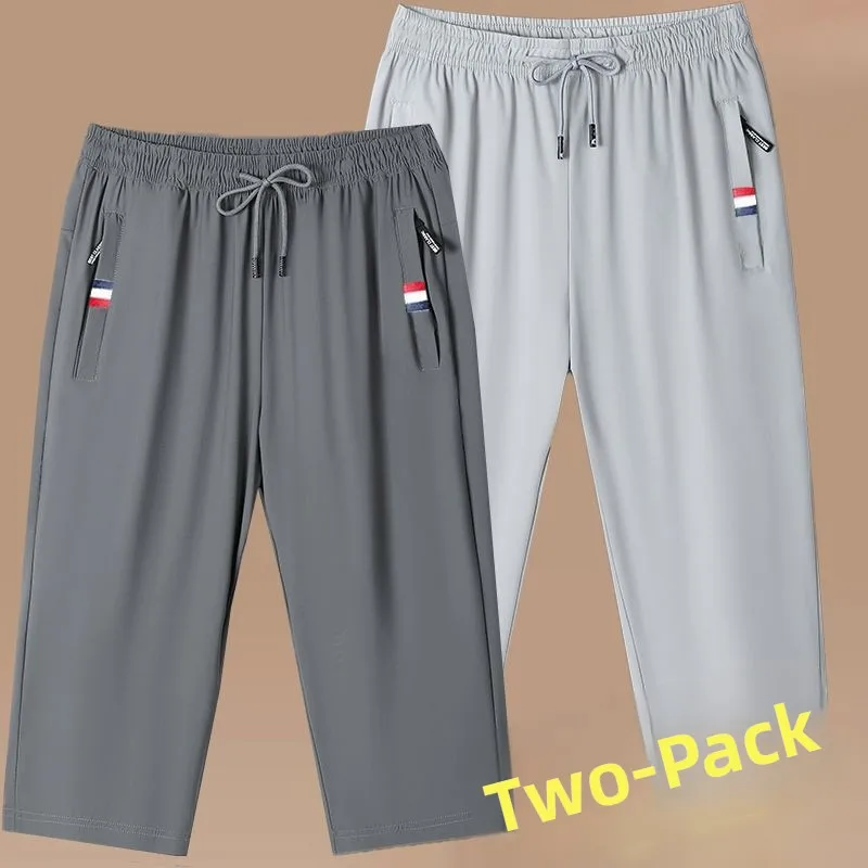 

Casual Loose Ice Silk Straight Leg Summer orts Men's Faionable Youth Active Sle Seven-Footers Breathable Lightweight