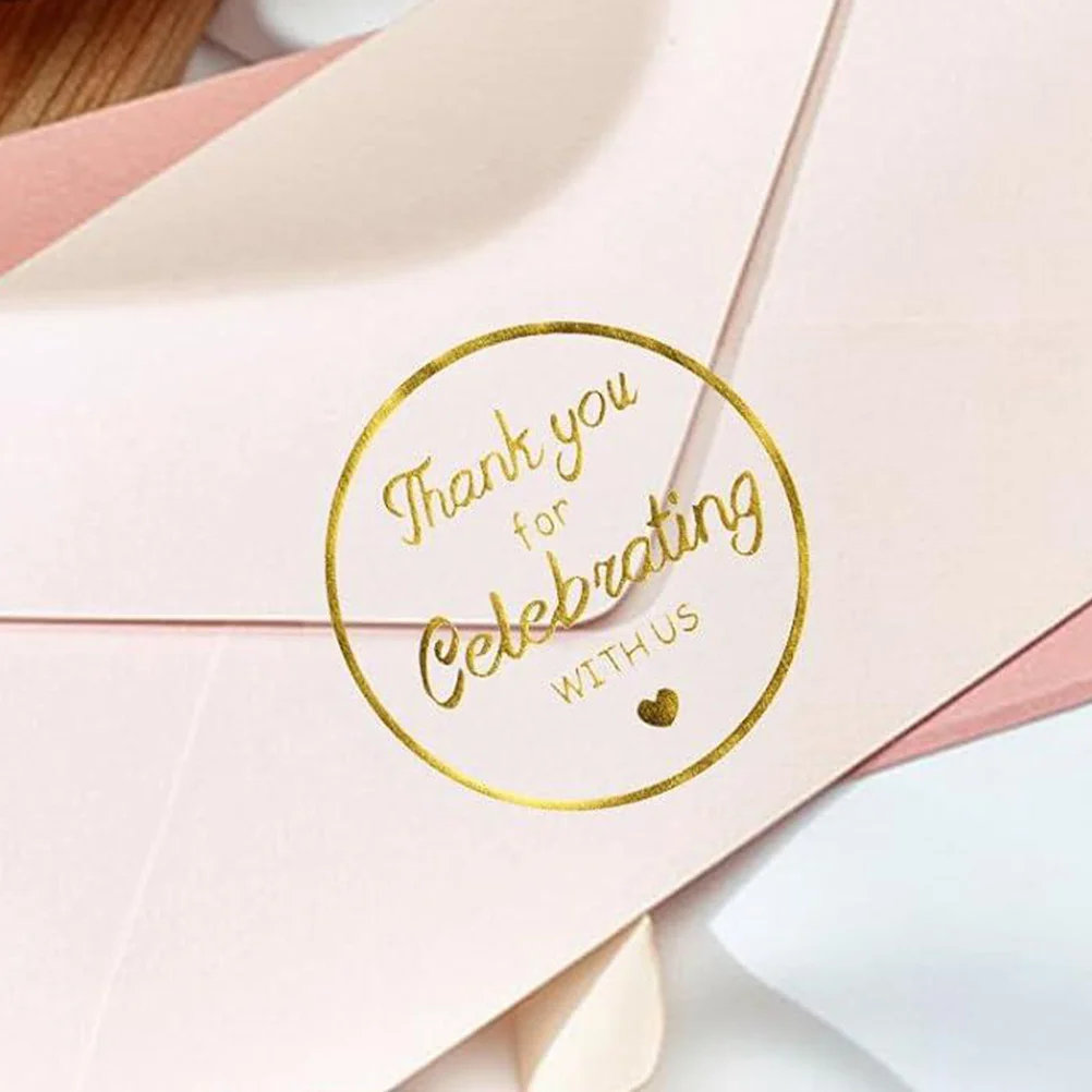 

2 Rolls Round Gold Foil Thank You Sealing Stickers Transparent Tear Resistant Decorative Gift Packaging Labels for Small