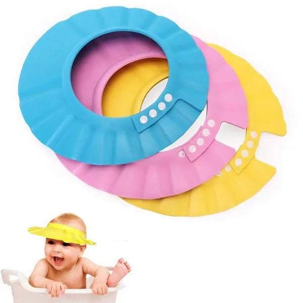 Gorro de baño de ducha con champú seguro para niños, gorro de protección suave para lavado de bebé, protector para el cabello, gorro de baño para