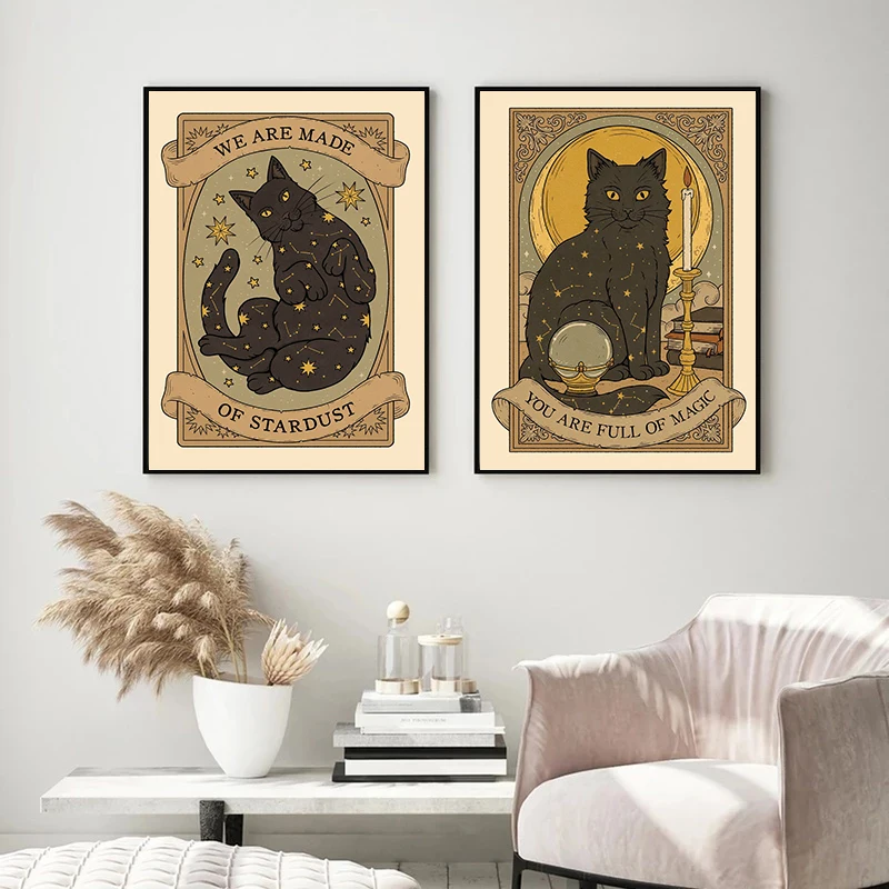 Abstract And Minimal Cats Book Learning Study Art Posters Canvas Wall  Print Prints Pictures for Living Room Home Decor Gifts