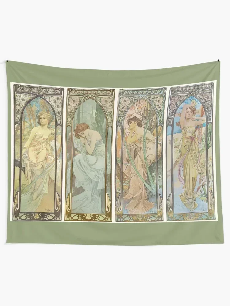 HD. The times of the day (1899) serie Alphonse Mucha HIGH DEFINITION Tapestry Bedroom Decor Aesthetic Cute Room Decor Tapestry