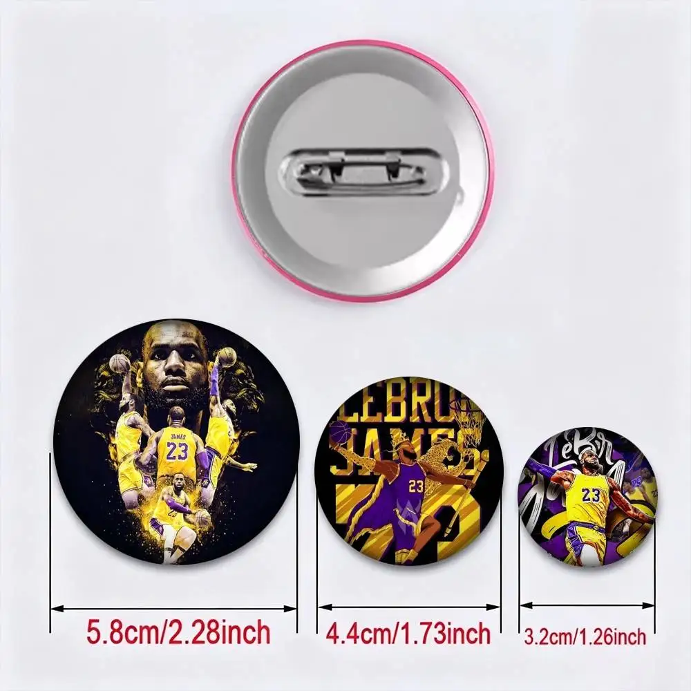 LeBron J-James Famous basketball 25mm 32mm 44mm 58mm 75mm Brooches Badges Pins for Accessories Gift