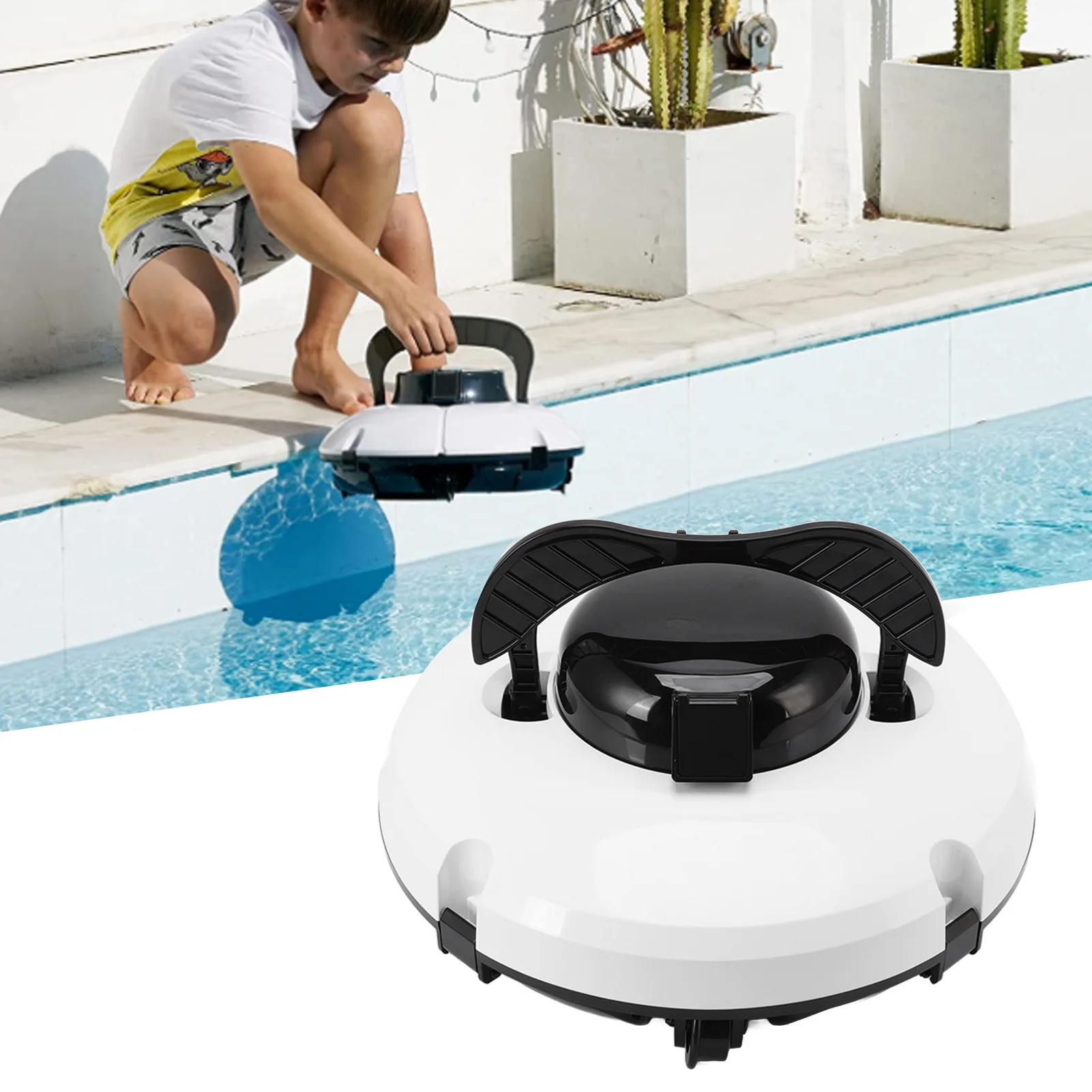 

Cordless Robotic Pool Cleaner Smart Cordless Robotic Pool Cleaner IPX8 Automatic Pool Vacuum Cleaner with Self Parking Function