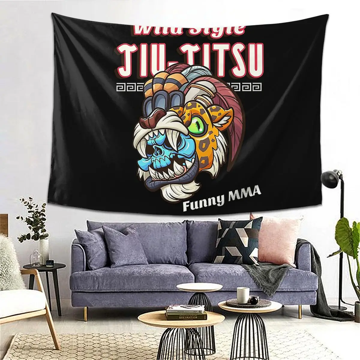 Jiu Jitsu Tiger And Dragon Tapestry Decoration Art Aesthetic Tapestries for Living Room Bedroom Home Wall Cloth Wall Hanging