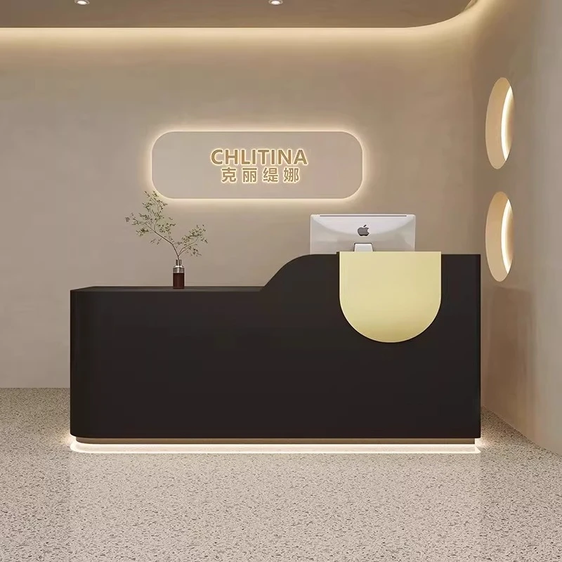 Minimalist Led Lights Company Bar Reception Desks Hotel Unique Mostrador Commercial Furniture Executive Curved Reception Desks