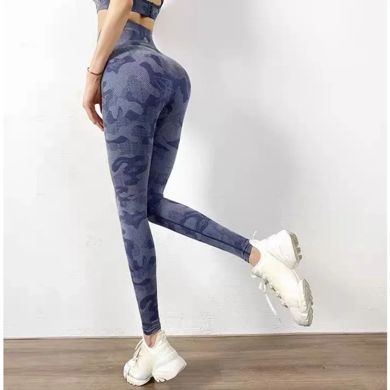 Pantaloni sportivi senza cuciture elastici Anti-arricciatura a vita alta da donna pantaloni da corsa pantaloni da ciclismo da Yoga pantaloni da