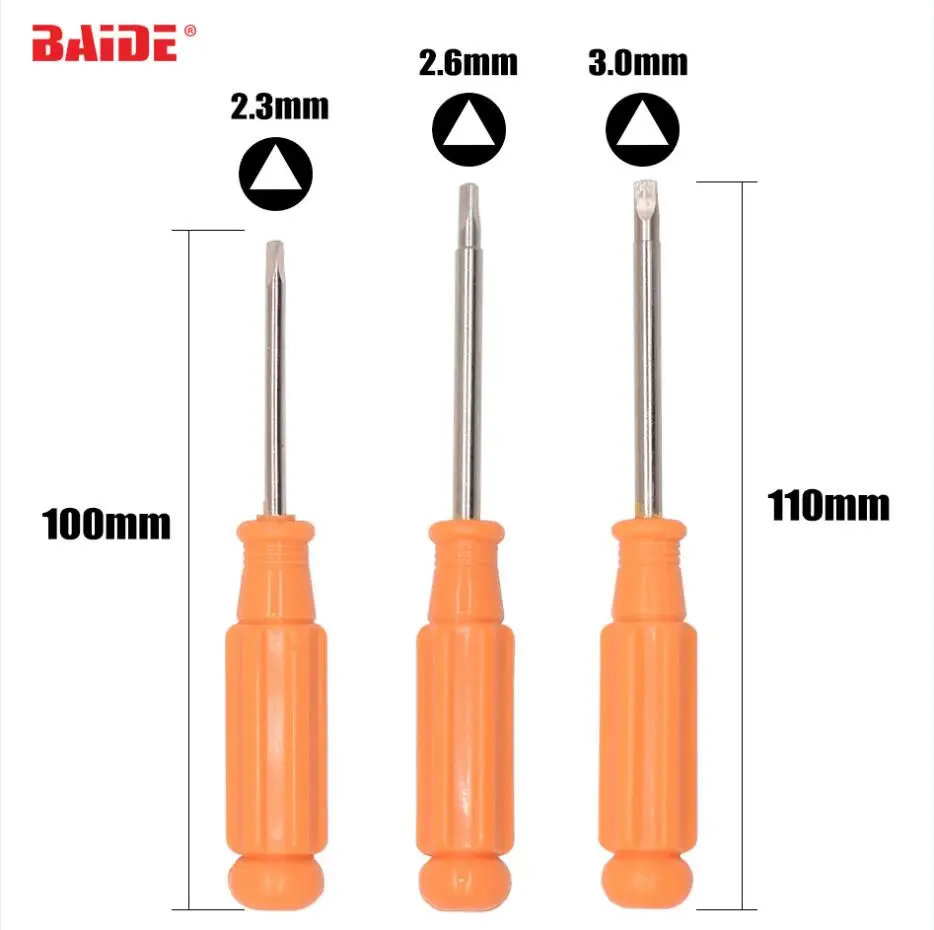 2.3mm 2.6mm 3.0mm Orange Triangular Screwdriver External Triangle Special Screw Driver for Home Appliances 400pcs/lot