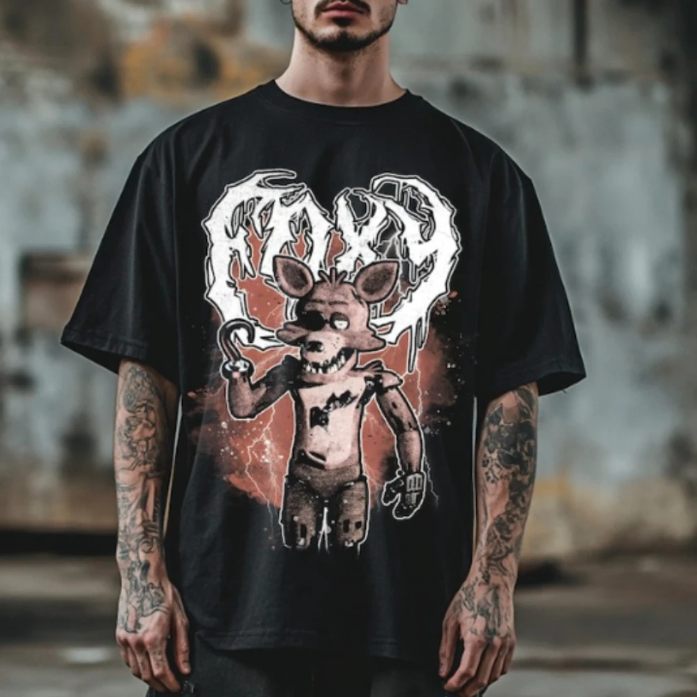 Camisetas con gráficos de juego de terror para hombre y mujer de Five Nights At Freddys, ropa de calle Vintage informal a la moda, camisetas clásicas de algodón con cuello redondo