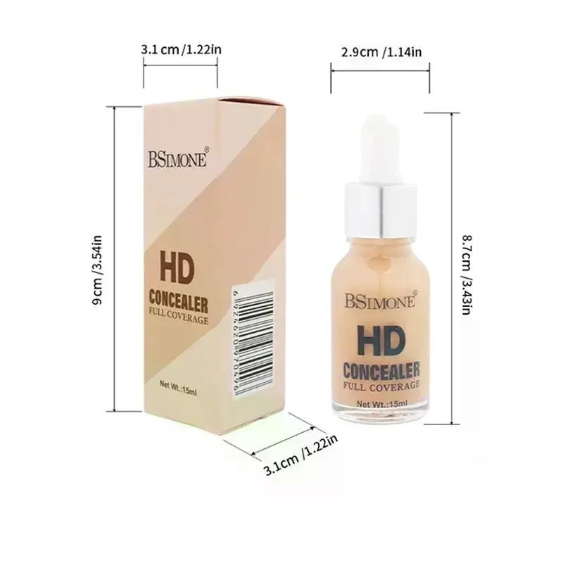 BSIMONE-Base líquida hidratante de 15ml, Control de aceite duradero, cubiertas naturales, flavos, ligeros, finos, transpirables, oculta las imperfecciones