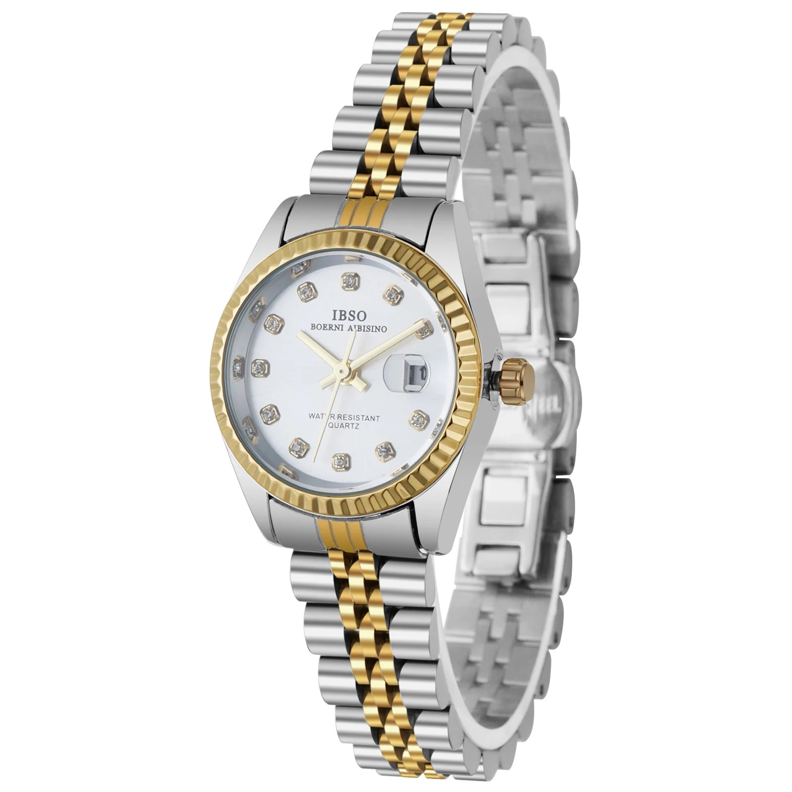 

IBSO S1172L Women Luxury Quartz Watch Stainless Steel Strap Calendar Function 3ATM Waterproof Butterfly Buckle 2026 Lady Style