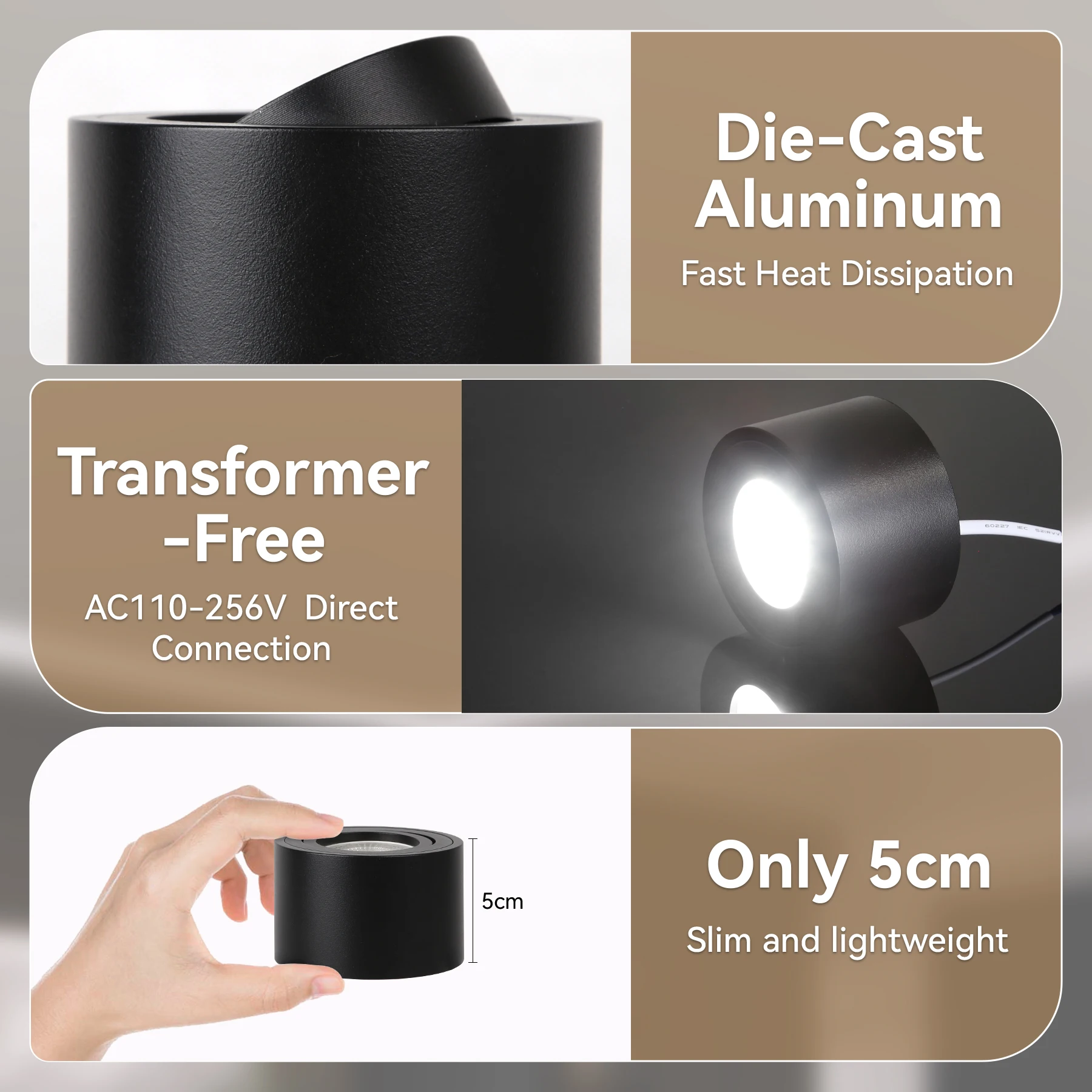 قابل للتعديل زاوية بقعة ضوء النازل 7 واط LED ضوء السقف 3 تغيير لون ضوء السقف AC85 ~ 265 فولت سطح شنت أضواء داخلية