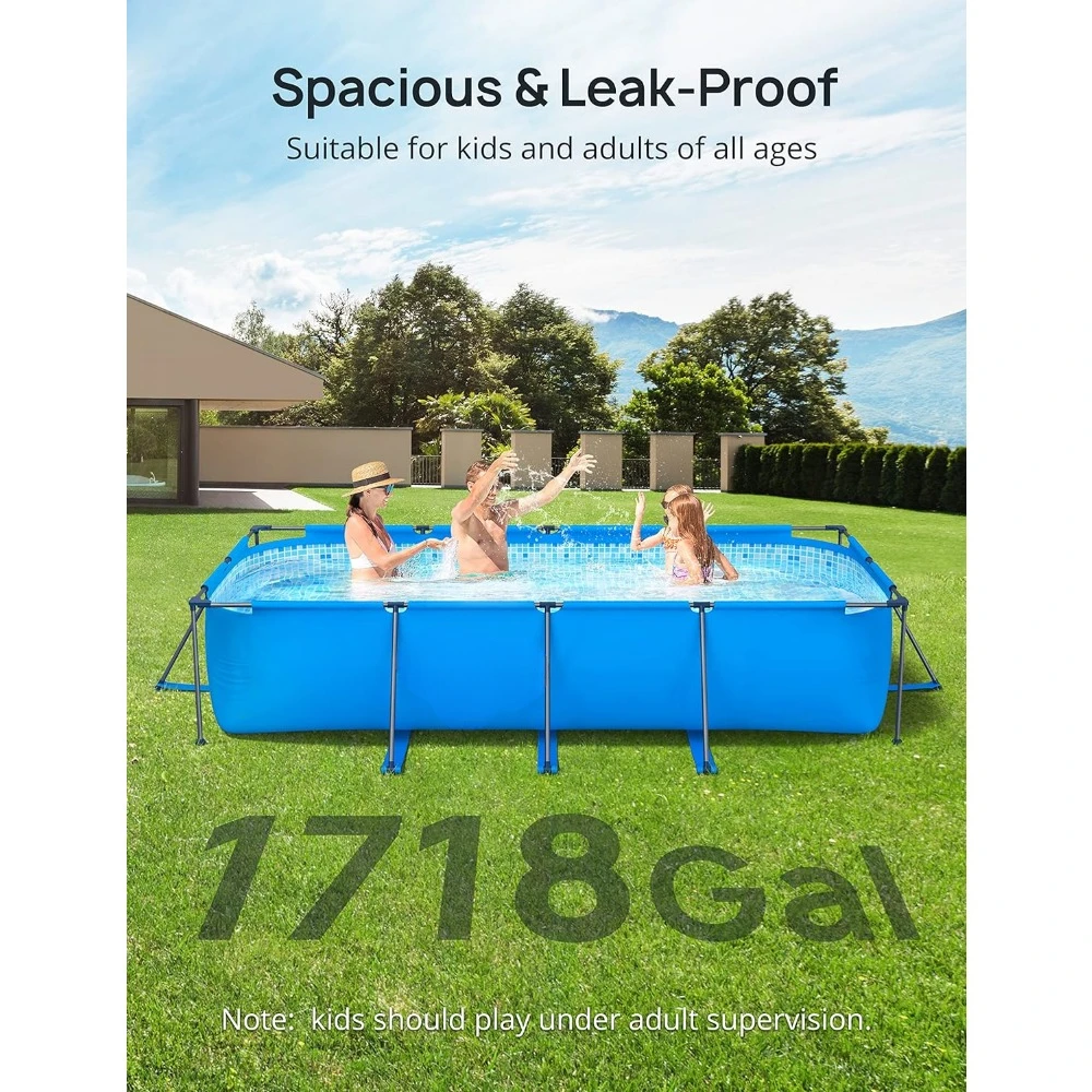 Imagem -06 - Piscina Retangular do Quadro do Metal com Quadro de Aço Banheiras Quentes Exteriores Resistentes do Pvc 14ft x 7ft x 33ft