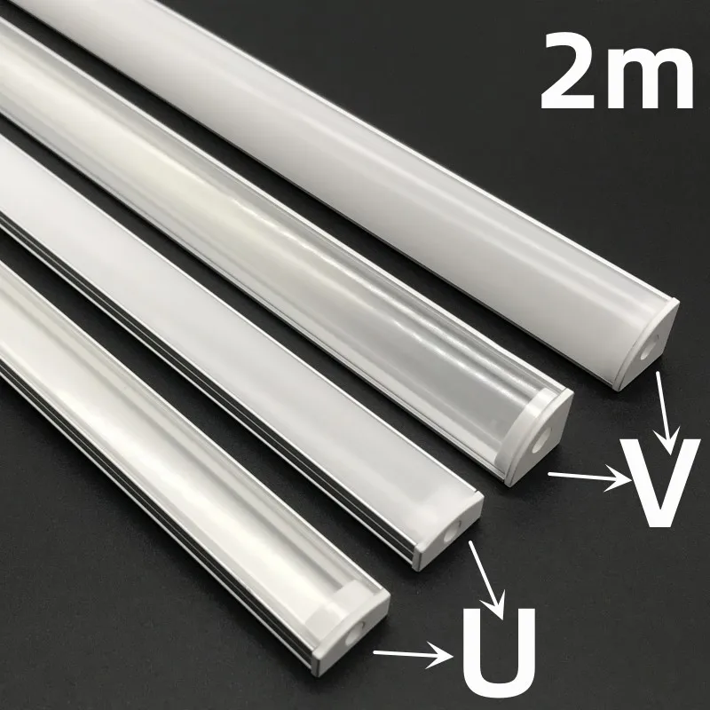 aluminio perfil canal titular para led strip light bar u e v forma canto sob a lampada do armario armario da cozinha 100 pecas lote 2m 01