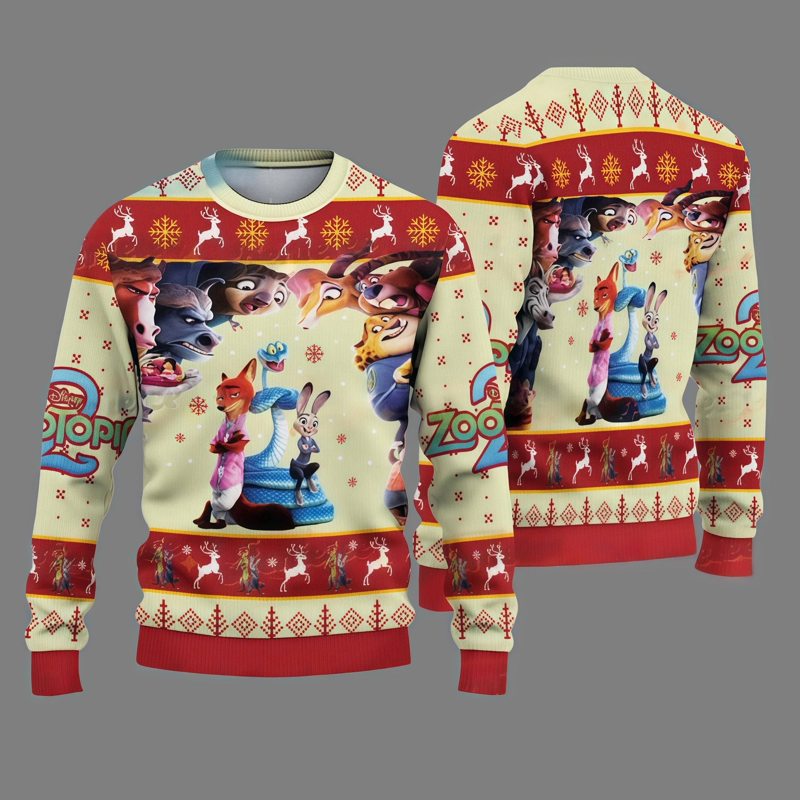 Disney Zootopia Topolino e Minnie Tema Brutto maglione Festa di Natale Girocollo Felpa con cappuccio Ingrandito Adulto Autunno e Inverno Nuovo articolo