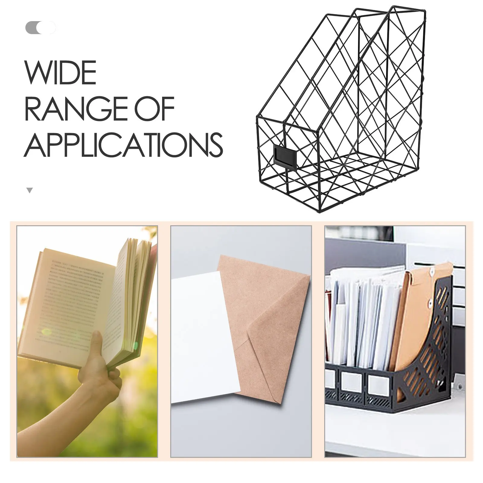 Premium Iron File Organizer for Desk Desktop Magazine Rack Book Holder Vertical Document Storage Office Home School Supplies