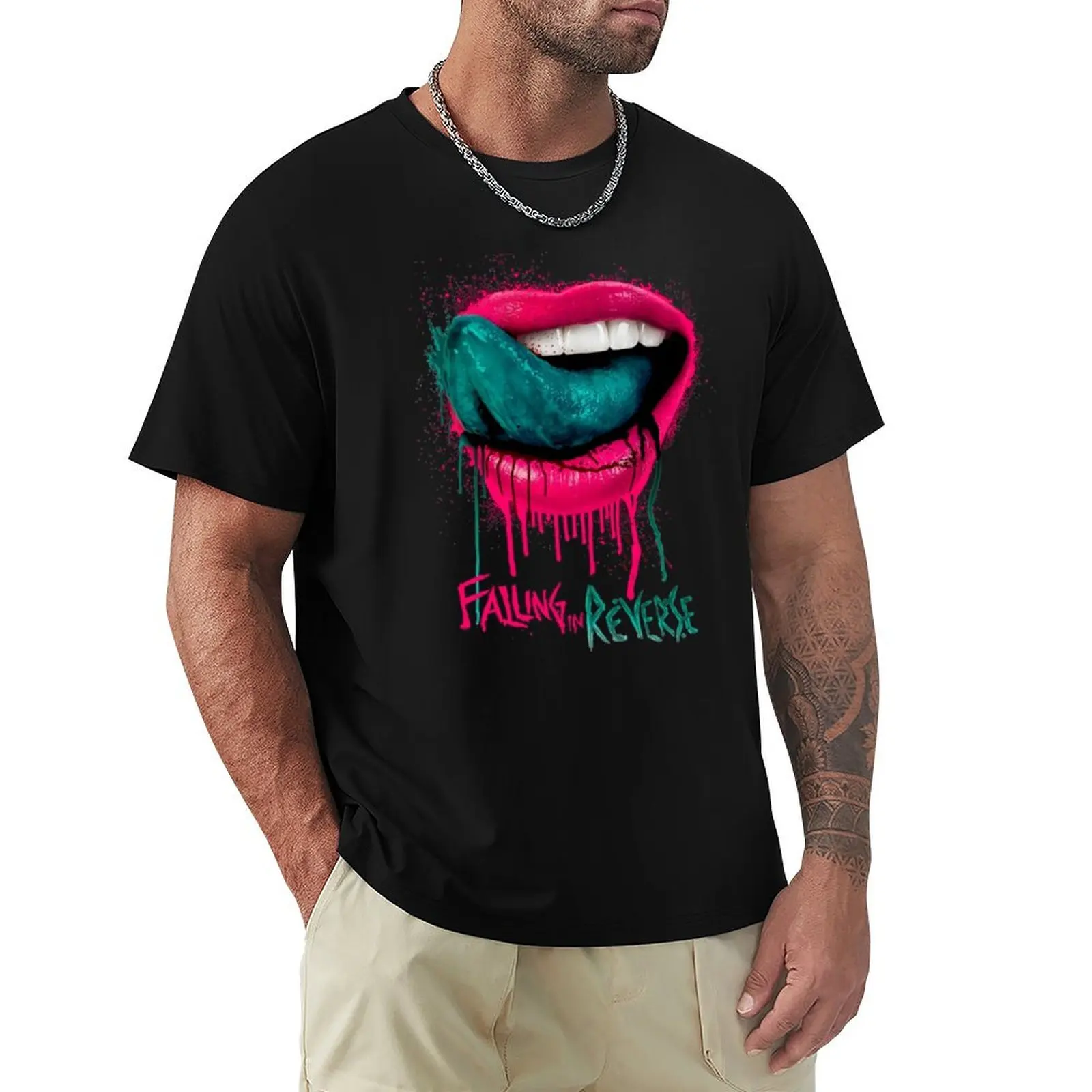 Colour Lips T-Shirt Fashion Print Casual Short Sleeve