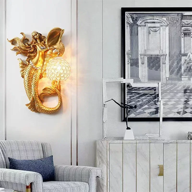 GISELLE Contemporary Mermaid Wall Lamp Personalized And Creative Living Room Bedroom Hallway Aisle Decoration Light