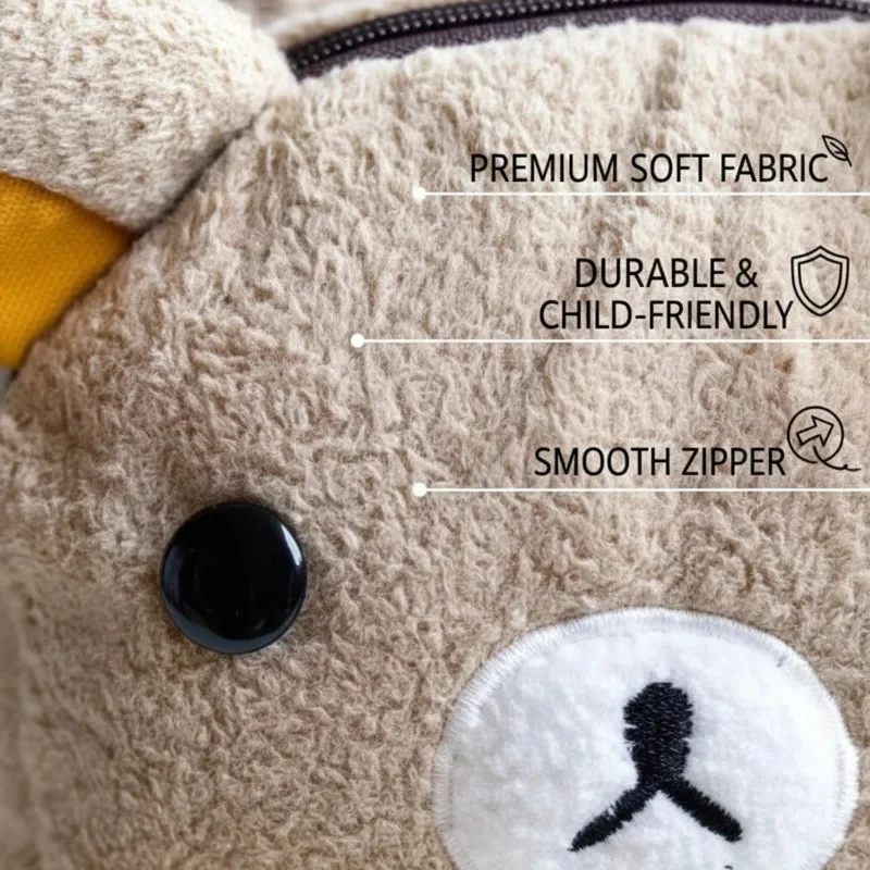 Y2K Rilakkuma Backpacks Embroidery English Print Mini Midi Backpack Forever Friends Plush Sweet Cute Zipper Velvet Backpacks New