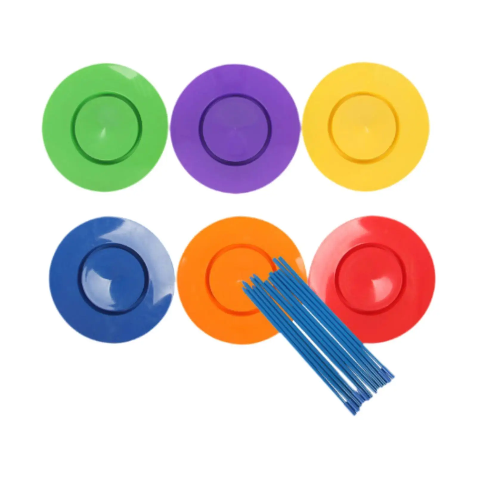 6Pcs Juggling Set Juggling Props Party Performance Interactive Carnival Turntable Rotating Plates with Sticks Children Family