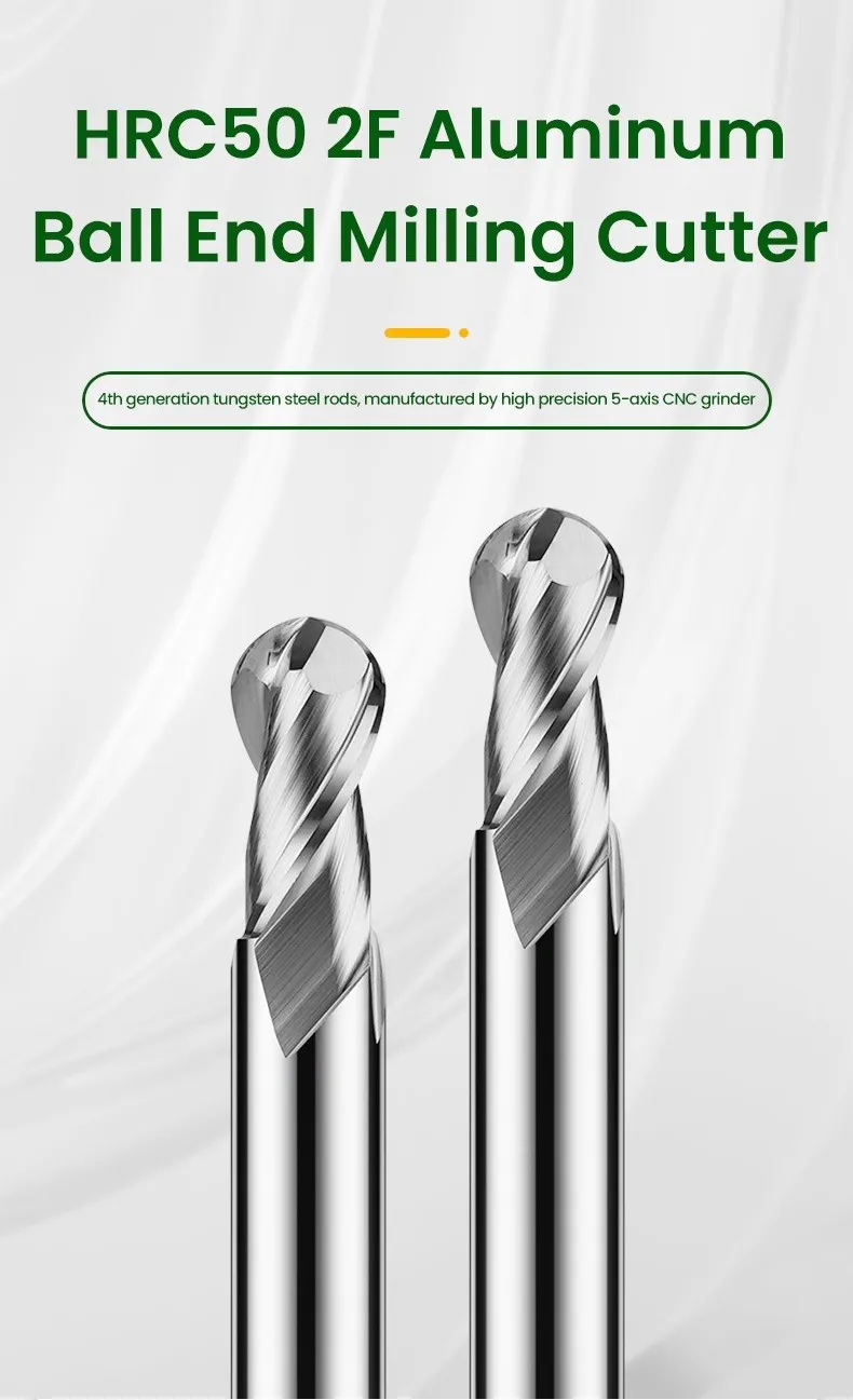 Fräser HRC50 Kugelkopflegierung 2 Klingen Wolframstahlwerkzeuge für Aluminium CNC SHAZAM Großhandel Holzbearbeitung für Holzfräser – Detail 3