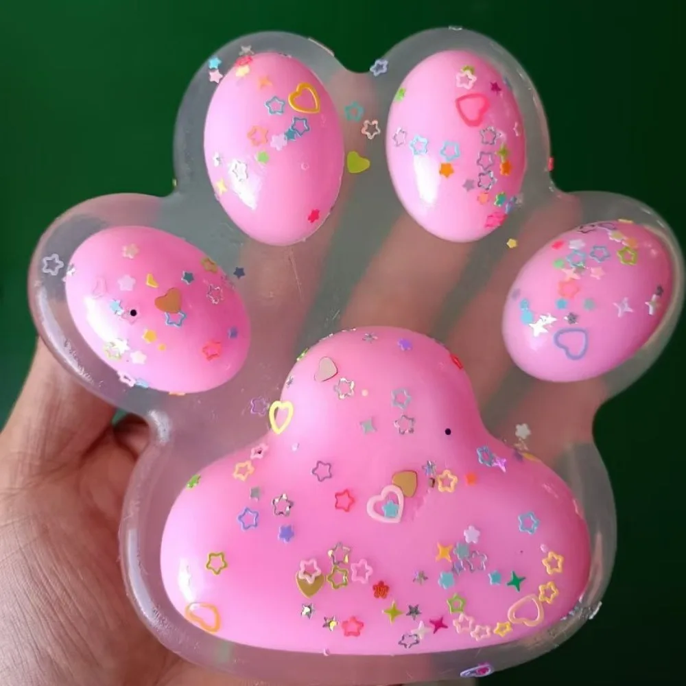 Cute Super Large Cat Paw Squeeze Toy Sequin Cat Slow Rebound Cartoon Fidget Toy Silicone 3D Cat Paw Pinch Toy Children