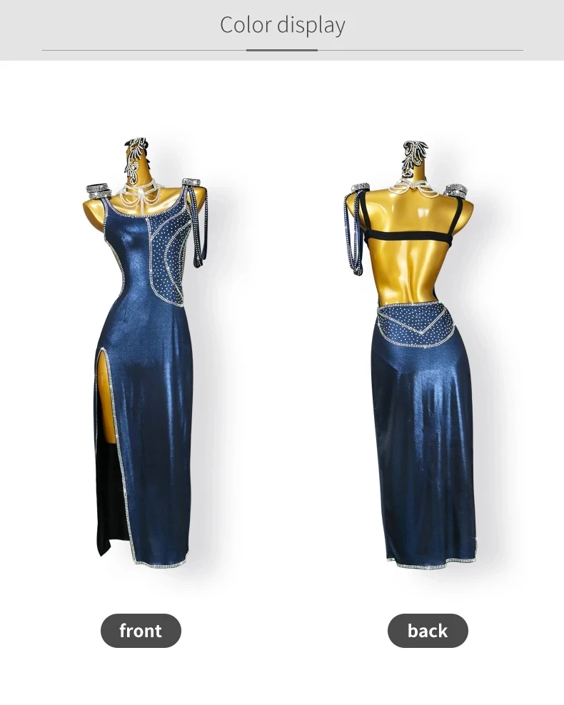 Lateinamerikanisches Tanzkleid, Damen-Wettkampfanzug, Mädchen-Ballroom-Samba-Kostüm, neue, elegante, lange Kleidung, sexy amerikanische Party-Outfits – Detail 6