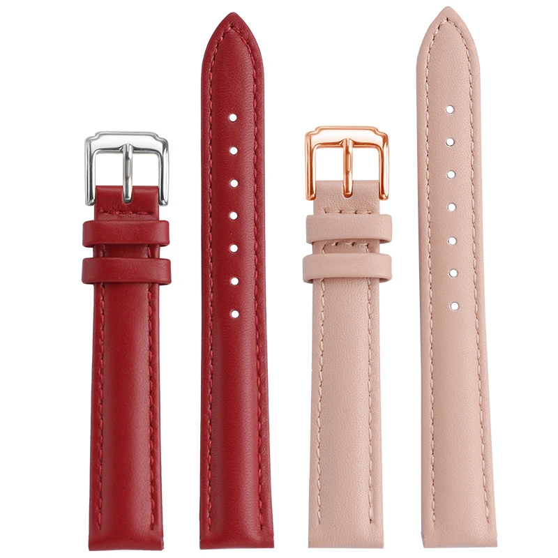 15mm 16mm 18mm 20mm cowhide leather women\'s watchband waterproof black pink red white watchstrap for Casio Omega Tissot Longines