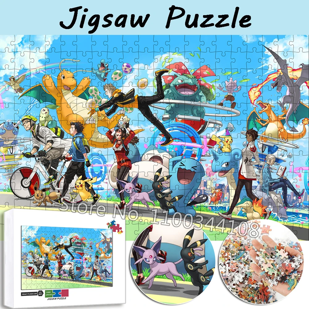 Pokemon Jigsaw Puzzle Pocket Monster Pikachu Eevee 300/500/1000 Pezzi Puzzle Giocattoli Educativi Per Bambini Collezioni Per Adulti