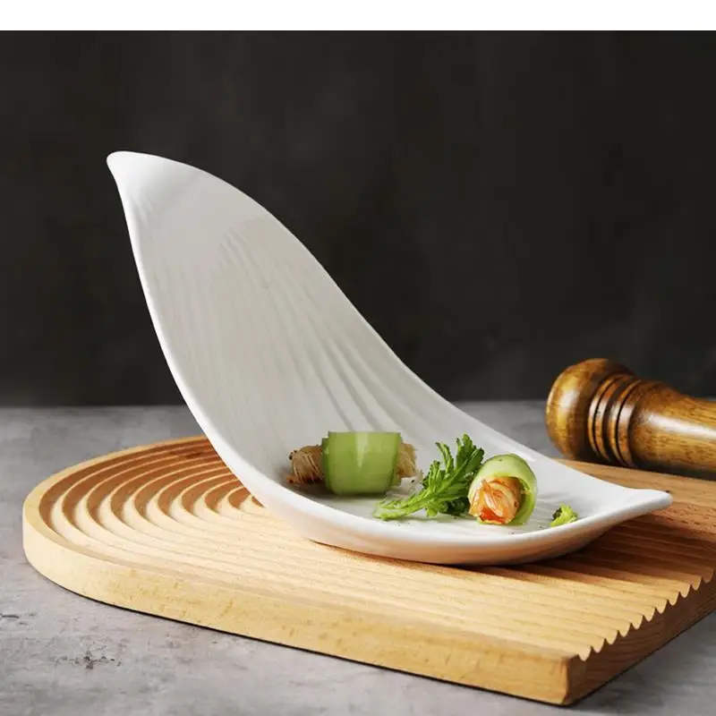 Ceramic Pasta Steak Plate Leaf Shape Solid Color Tableware Snack Dessert Dishes Home Kitchen Cooking Sashimi Sushi Plates