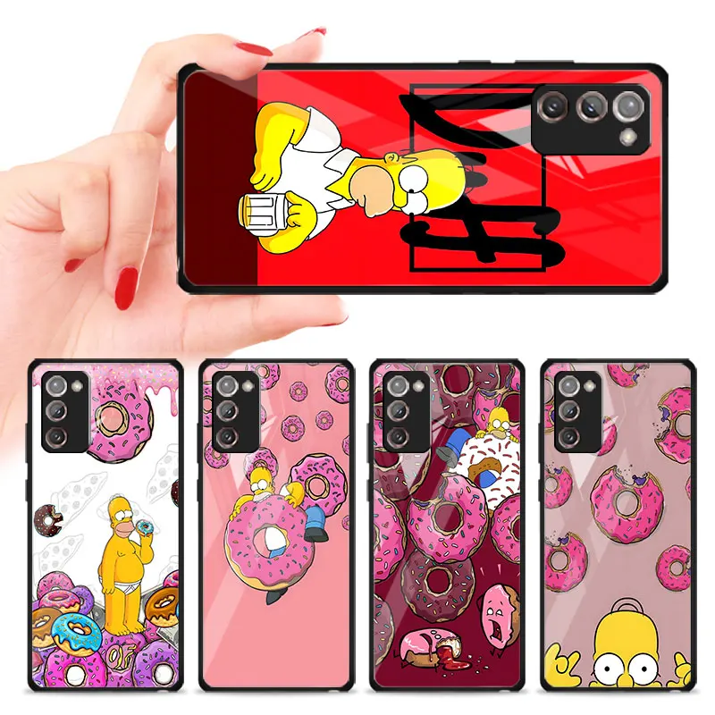 Black Case for Samsung Galaxy Note 20 Ultra 5G 10 Plus 9 8 Tempered Glass Phone Cover M12 J7 Prime Shell Funny The Simpsons Cute