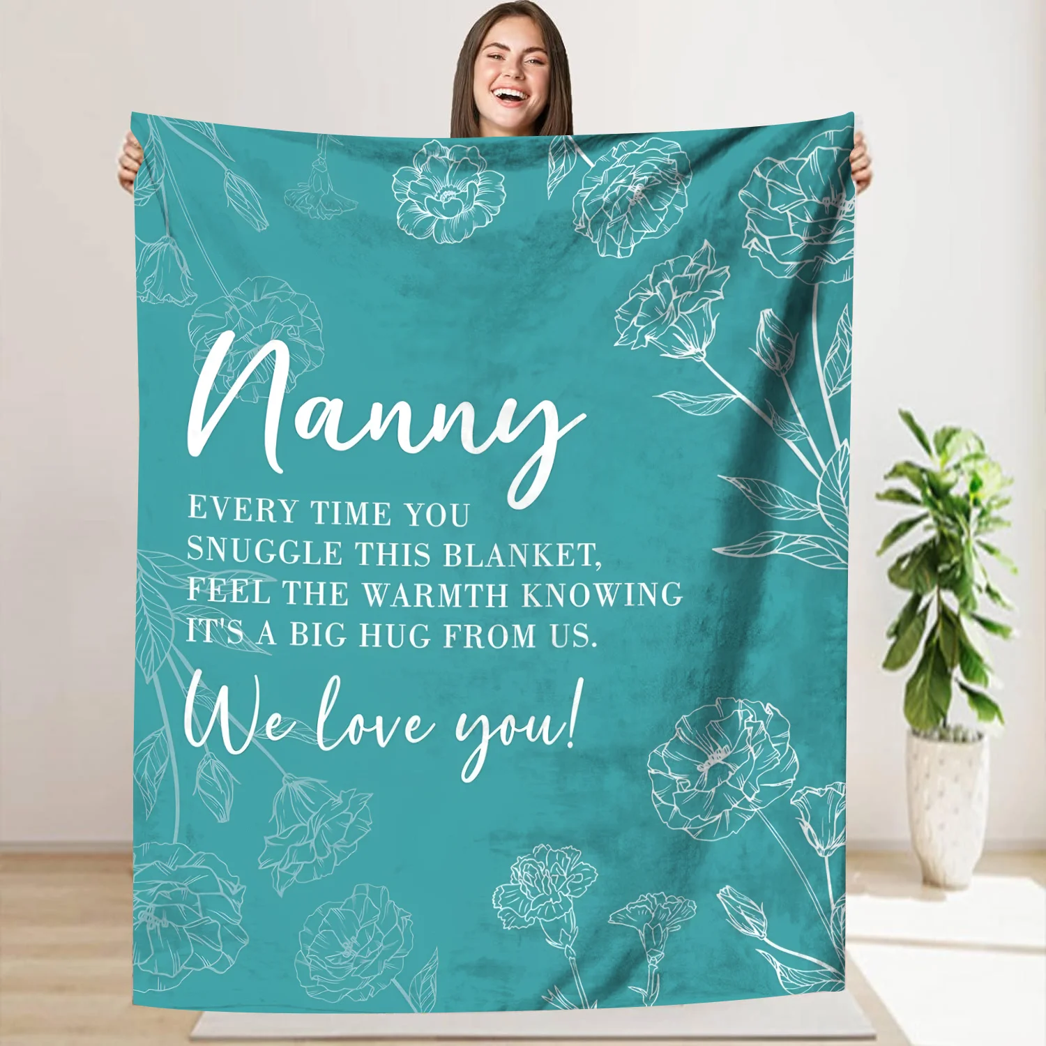 

Nanny Appreciation Throw Blanket - All Seasons Vintage Flannel Fleece, Knitted Soft Sofa Throw, Multipurpose Digital Print Cozy