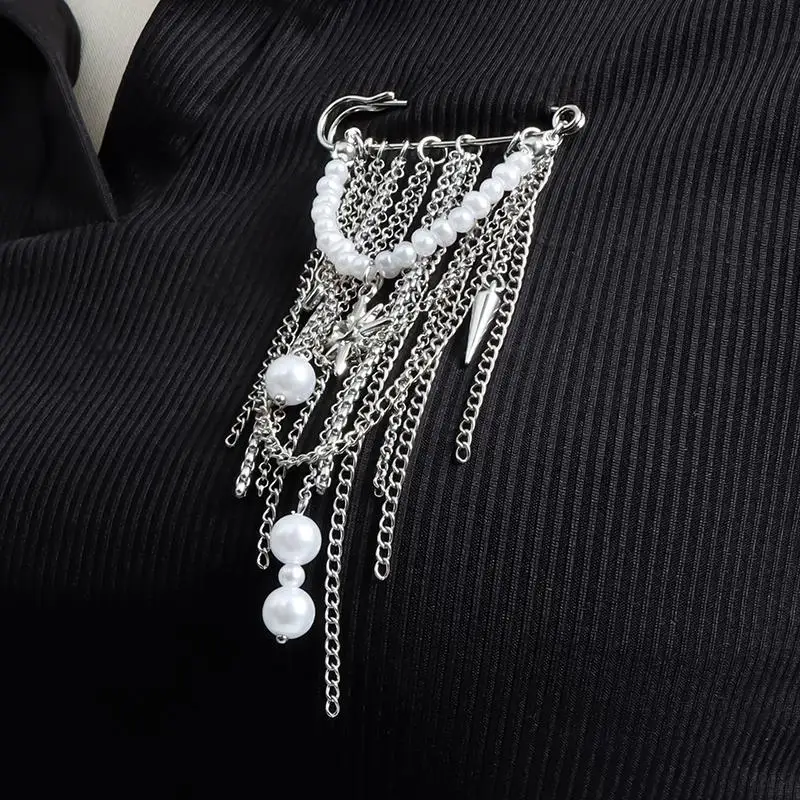 2026 Exaggerate Long Tassel Chain Brooch Women Handmade Beaded Many Layer Chain Multi Functional Fixed Pin Pants Clothes Decor