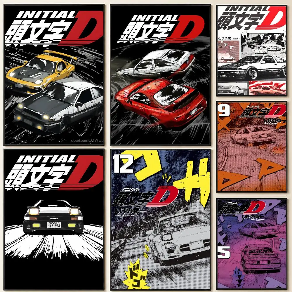 Anime Initial D Takumi Fujiwara Poster HD Self Adhesive Wall Art Waterproof Removable  for Bedroom Living Room Home Decor