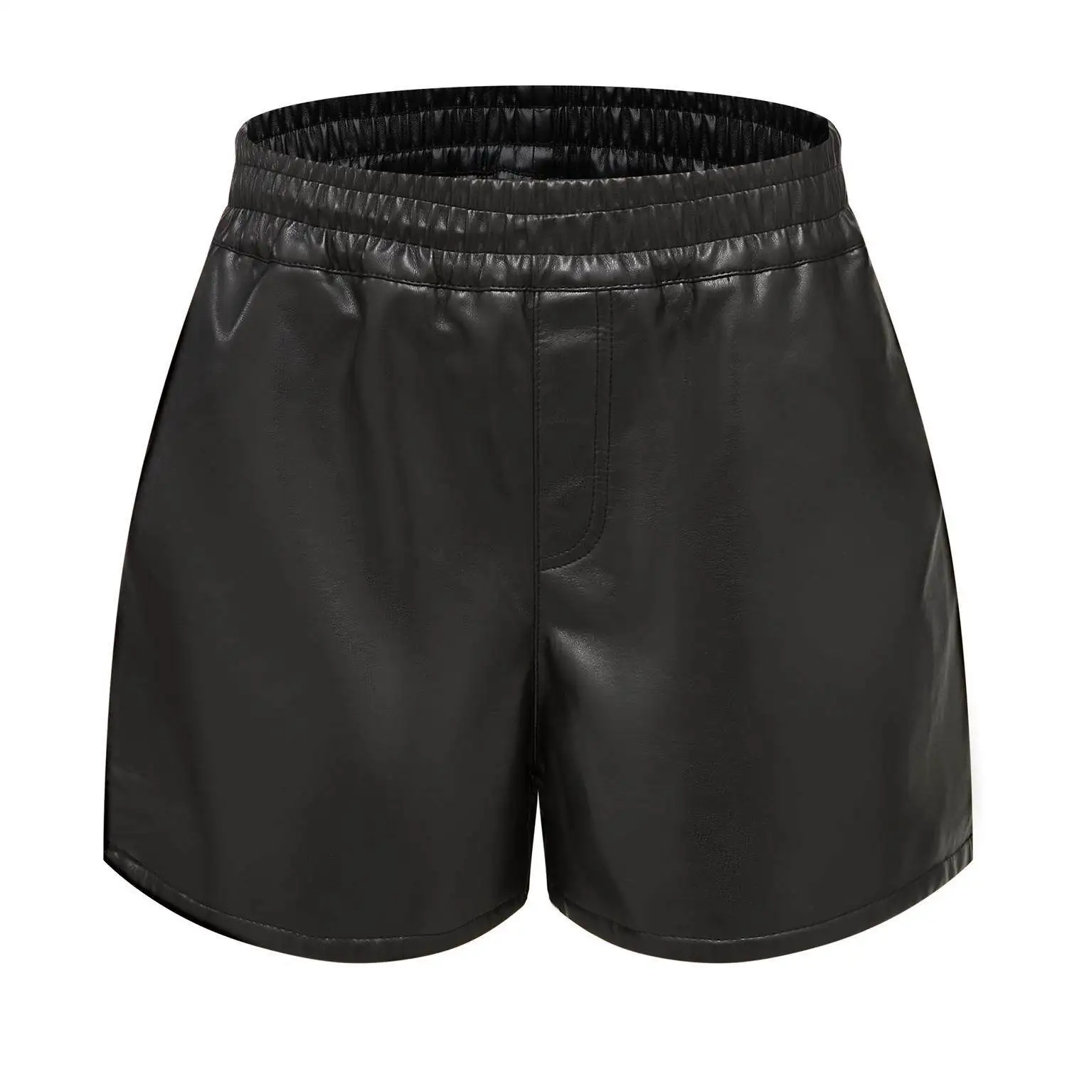 Women's Simple PU Leather Shorts Casual Loose Shorts Lower Body Fashionable Autumn Seven-Quarter Sleeve Brandless Set - view 5