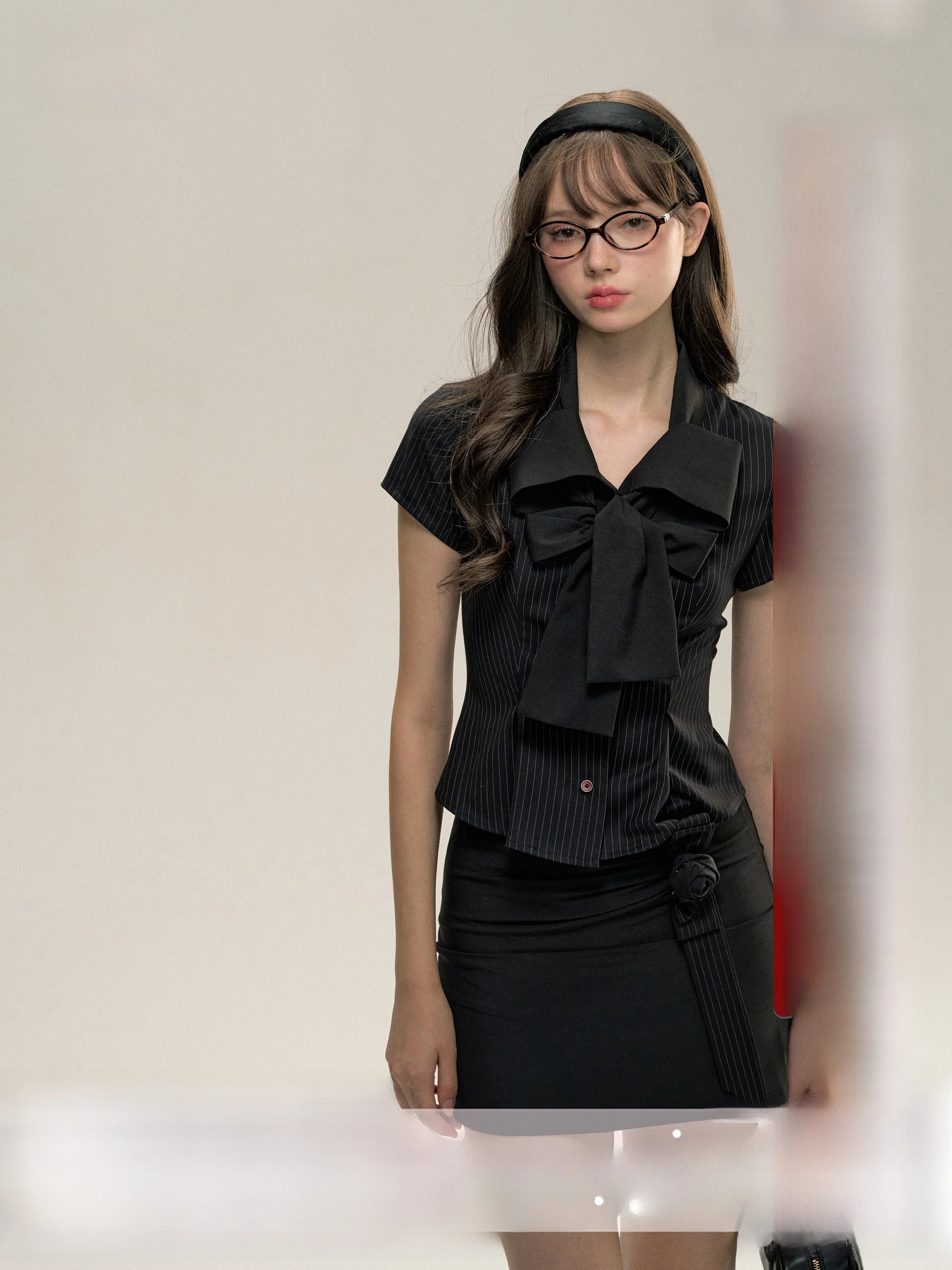 

SunsetPark Art School Girl Bla Stripe College Bowtie ort Sve irt Хлопок Полиэстер Лето Regular Fit