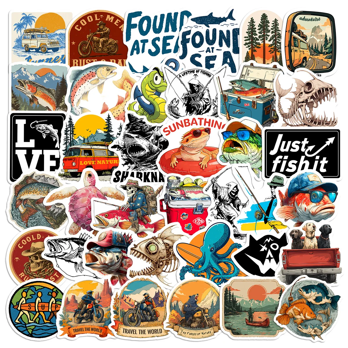 10/50 SZTUK Kreskówkowe Naklejki Wędkarskie Kreatywne Graffiti DIY Dekoracja Etui na Telefon Komórkowy Notatnik Kubek na Wodę Zabawka Prezent Naklejki