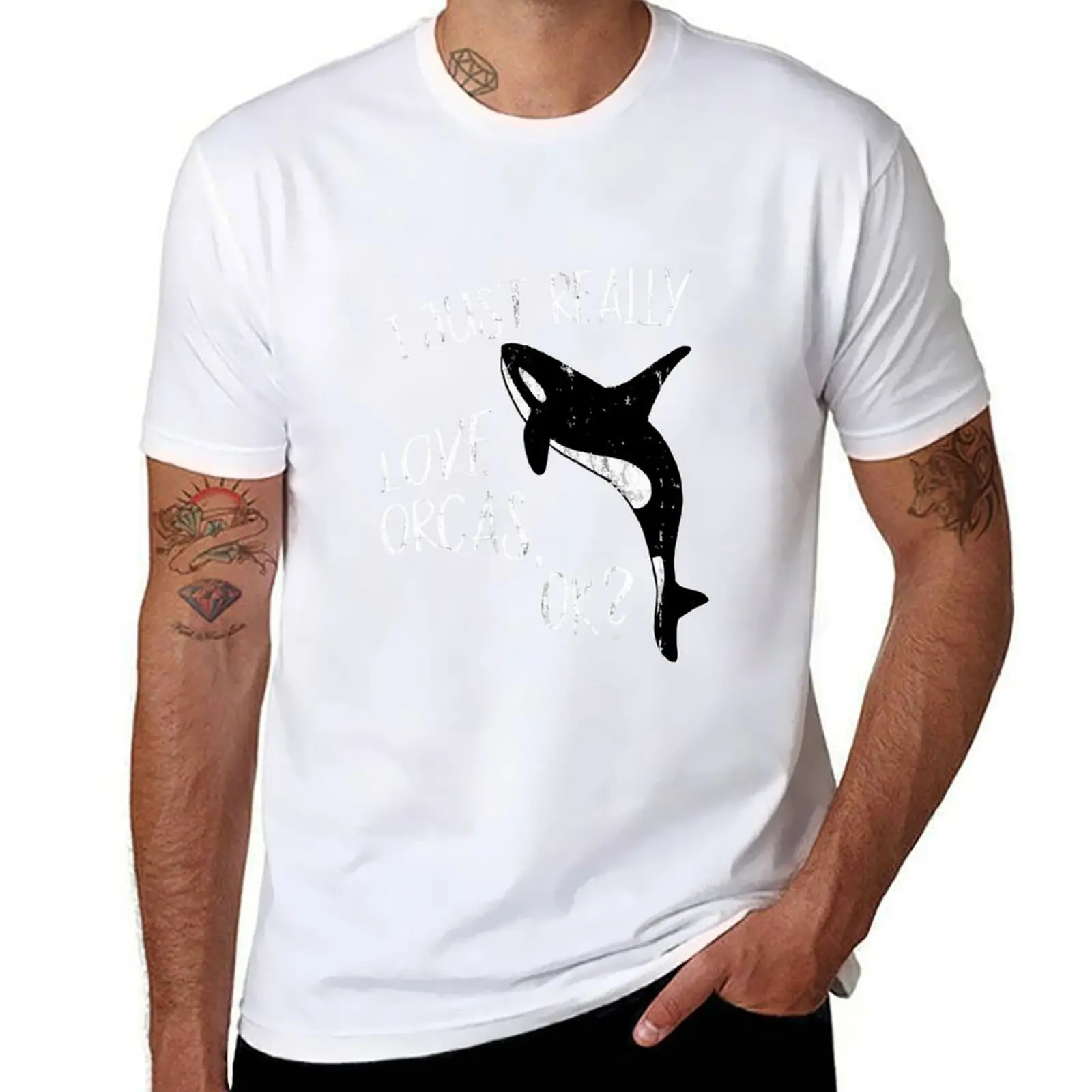 أنا فقط حقا أحب Orcas Ok القاتل الحوت عاشق Orca تي شيرت تي شيرت رجل فاخر رجل تي شيرت مصمم تي شيرت