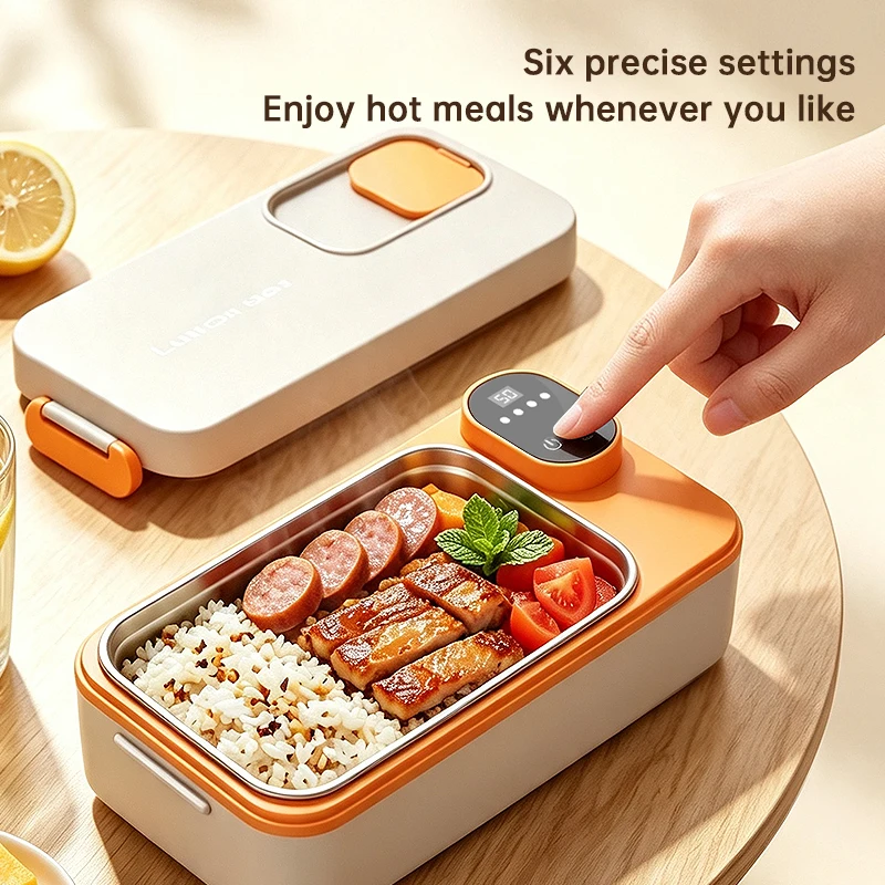 TINSOL Rechargeable Wireless Heated Lunch Box 700ml 304 Stainless Steel Liner 7200mAh 4 Modes 40W Portable Insulated Food Warmer image 4
