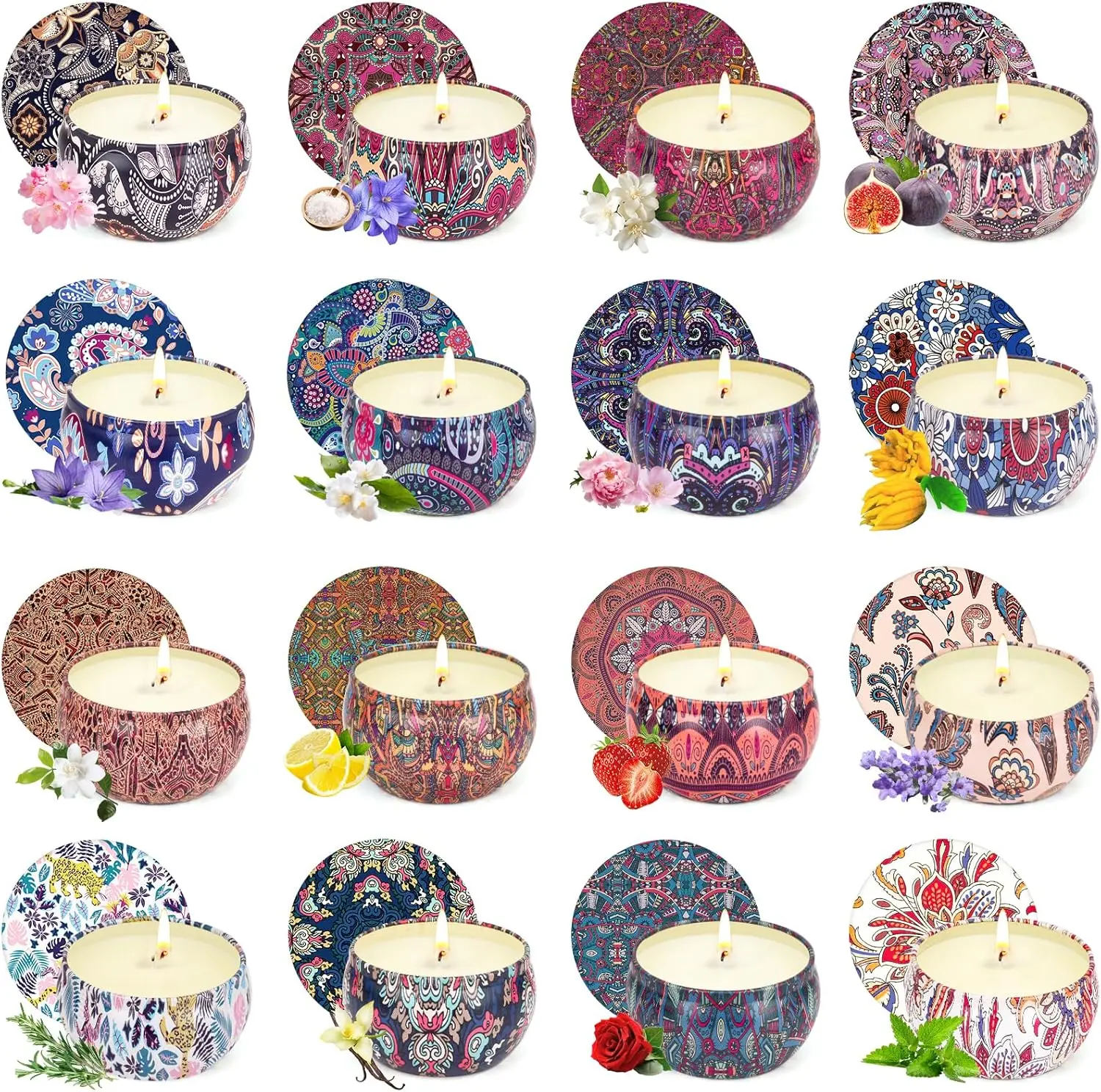 

16 Pack Scented Soy Candles Gift Set for Women, Aromatherapy for Christmas, Birthday, Yoga