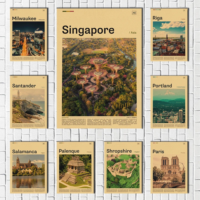Local Characteristics Cities Traveling Wall Art Posters Print Wall Home Room Office Wall Decor