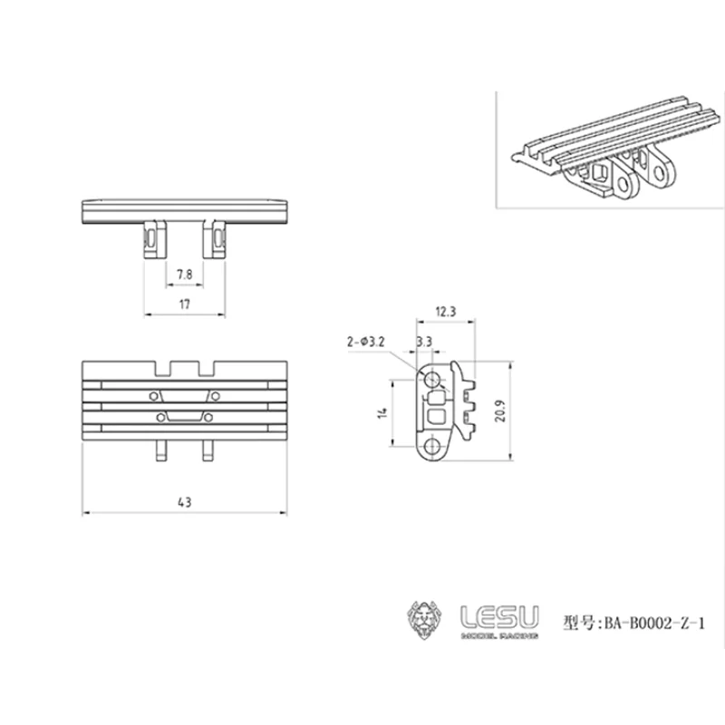 LESU Onderdelen 1/14 AC360 Graafmachine Metalen Tracks Bulldozer Truck Tank Model TH16591-SMT2
