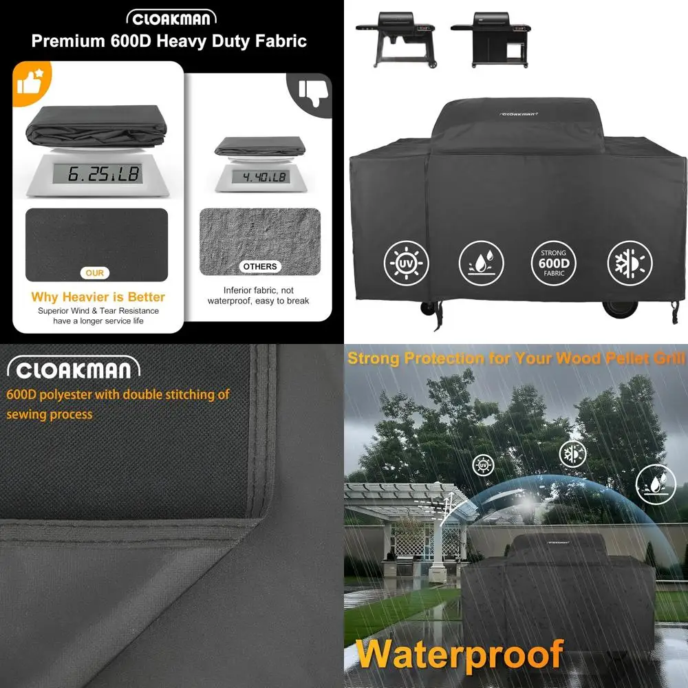 

Outdoor Heavy Duty 600D Waterproof Pellet Grill Cover Compatible with Traeger Woodridge Pro and Elite Grill, BAC776 Full-Length