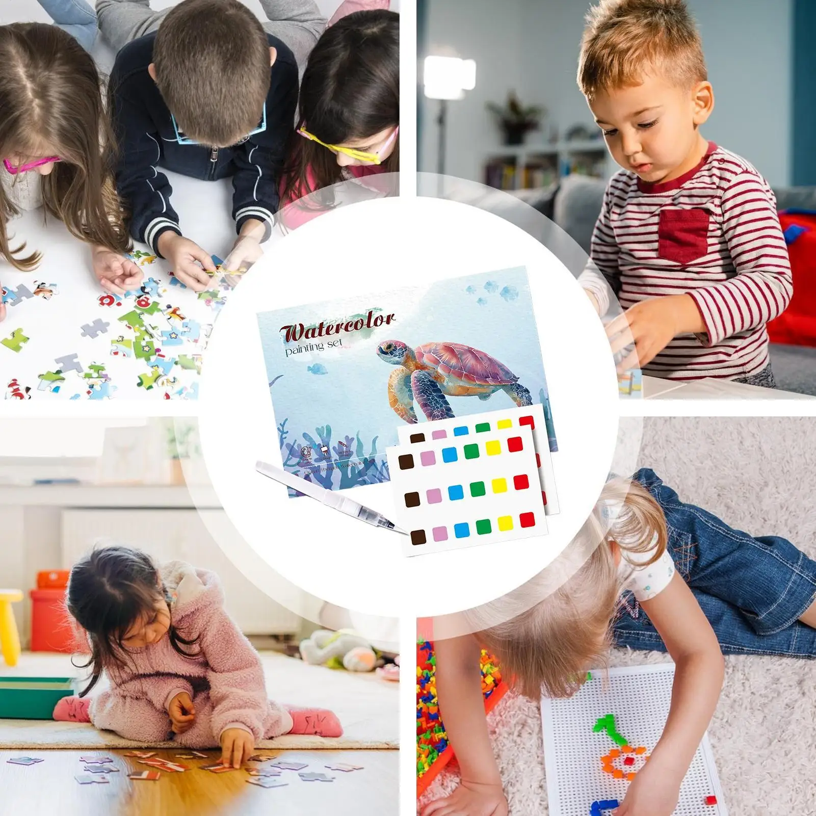 Watercolor Coloring Book for Beginners Painting Workbook with Guided Designs for Kids Teens Classroom Art Activity Home Reward