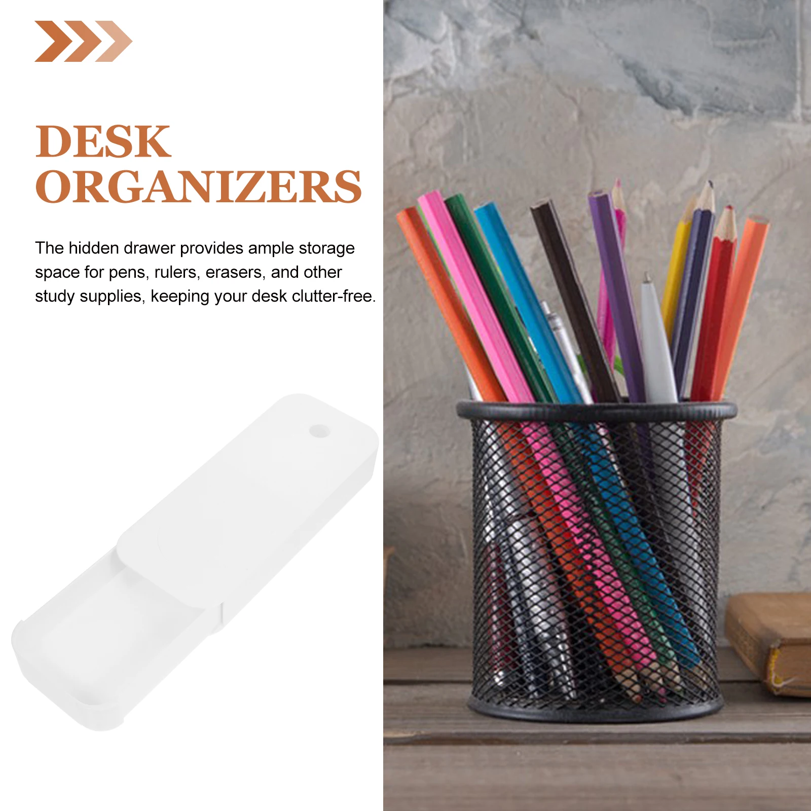 

Multi-functional ABS Under Desk Drawer Organizer Large Capacity Desktop Storage Box for Stationery Cosmetics Tools Smooth