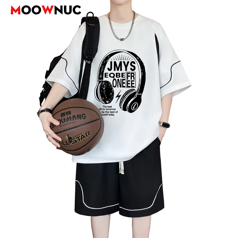 

Men Tracksuit Casual Joggers Sportswear T-shirt and Shorts 2 Piece Sets Hip Hop Running Sports Suit Mens Clothes Summer New